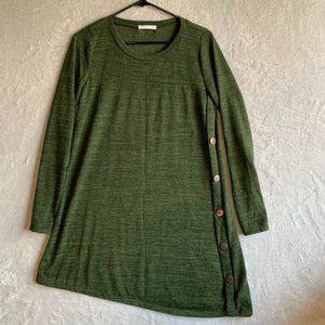 REB. & J. Womens Summer Dress Medium Olive Boho Crew Neck Dress